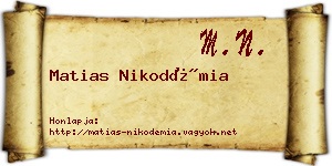Matias Nikodémia névjegykártya